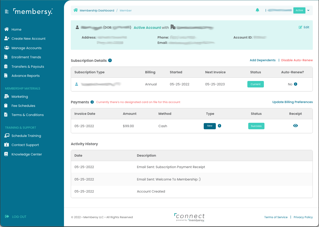 Manage Accounts – Membersy
